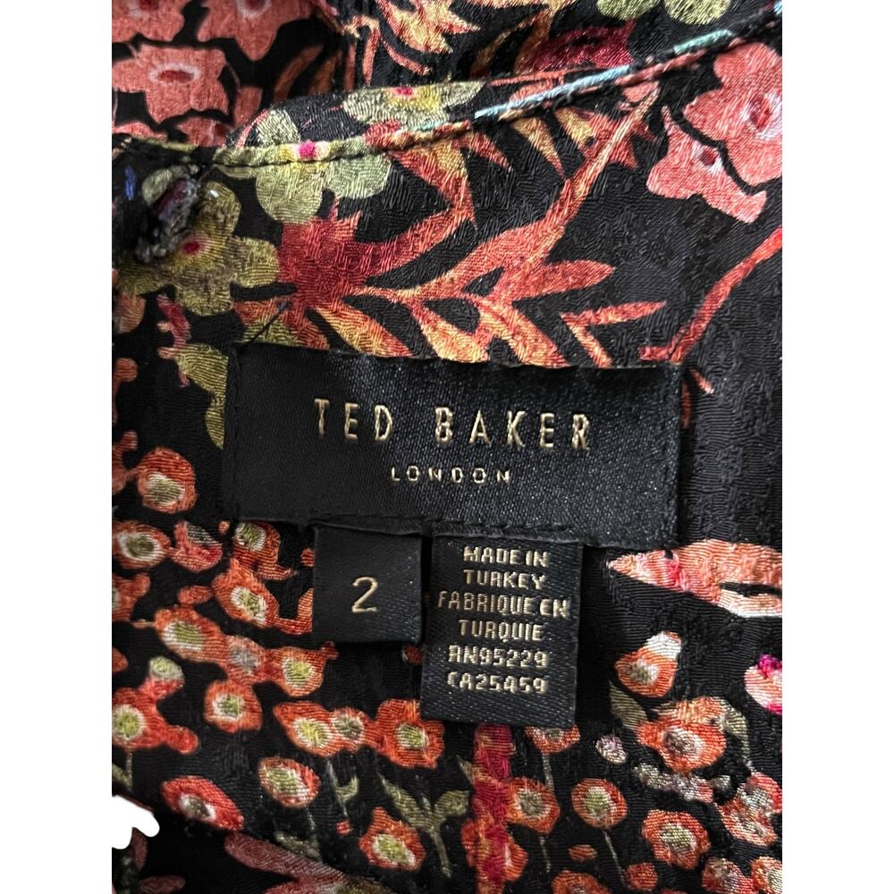 Ted Baker Dress Hendria floral-print ruffled crepe minidress size 2 (US 6) E - Picture 4 of 9